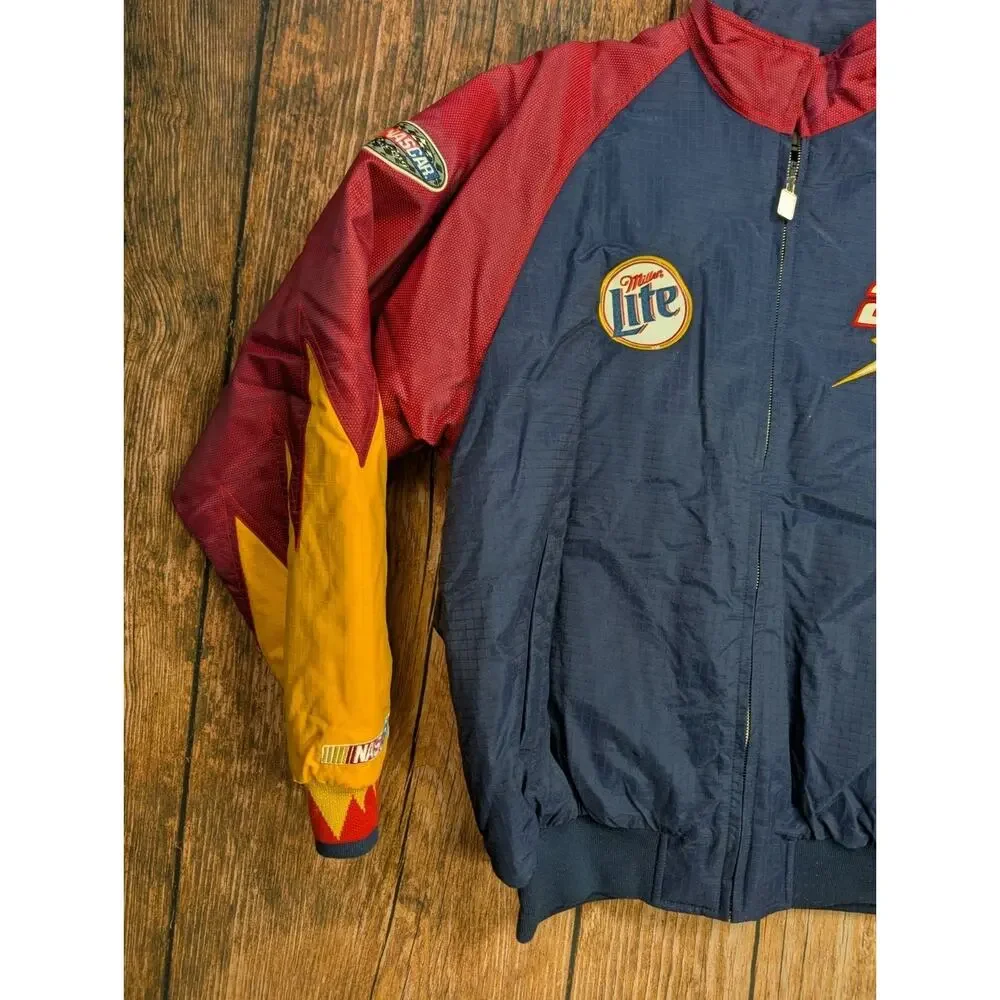 Vtg 90s Chase Authentics Rusty Wallace Miller Lite Puffer Jacket Medium Nascar